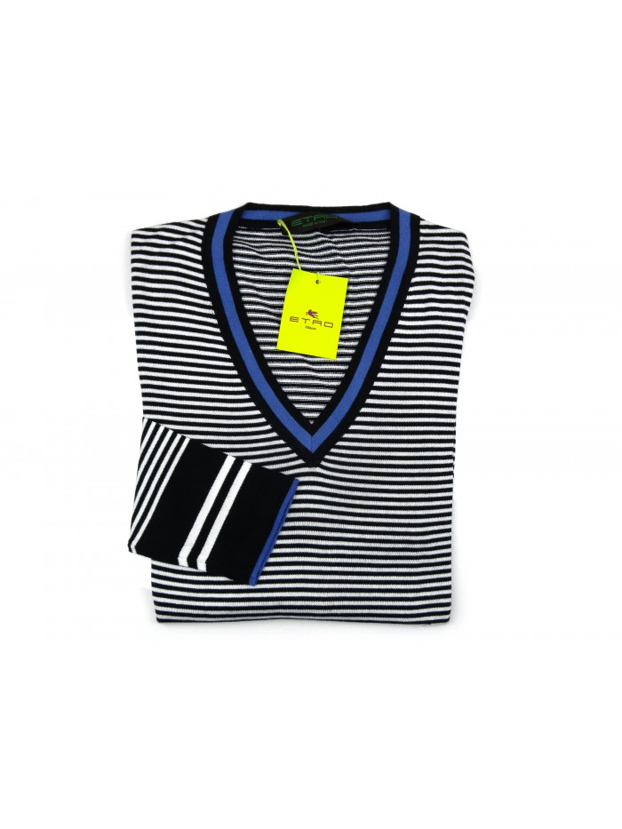 Etro Maglia Uomo Mod. 1650 39356 VAR 200 Rigato Blu/Bianco Etro Maglia Uomo Mod. 1650 39356 VAR 200 Rigato Blu/Bianco