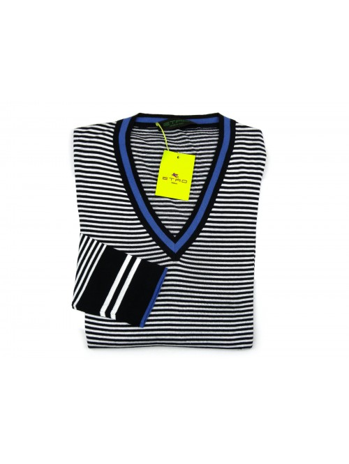 Etro Men's Shirt Mod. 1650 39356 VAR 200 Blue / White Striped Etro Men's Shirt Mod. 1650 39356 VAR 200 Blue / White Striped