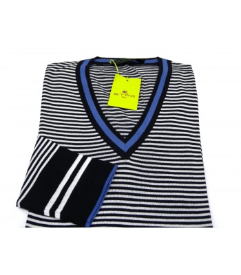 Etro Maglia Uomo Mod. 1650 39356 VAR 200 Rigato Blu/Bianco 2