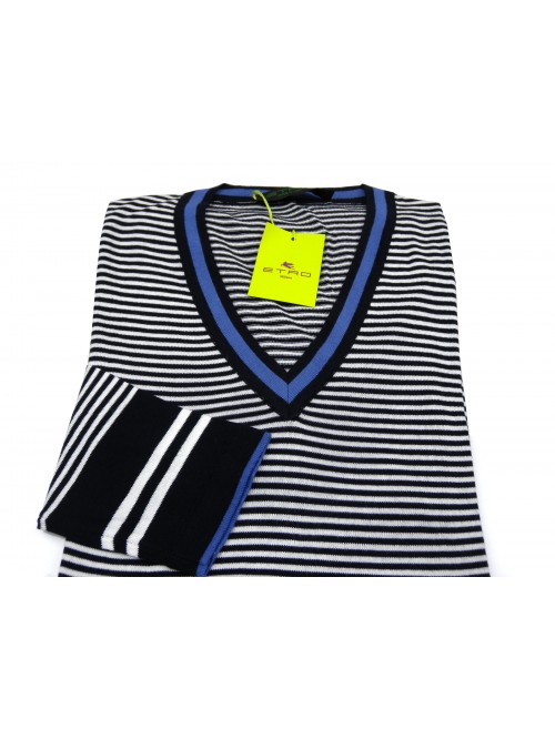 Etro Men's Shirt Mod. 1650 39356 VAR 200 Blue / White Striped