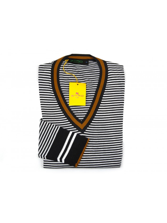 Etro Maglia Uomo Mod. 1650 39356 VAR 100 Rigato Marrone/Bianco Etro Maglia Uomo Mod. 1650 39356 VAR 100 Rigato Marrone/Bianco