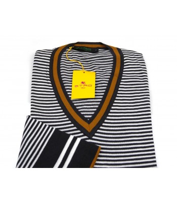 Etro Maglia Uomo Mod. 1650 39356 VAR 100 Rigato Marrone/Bianco 2