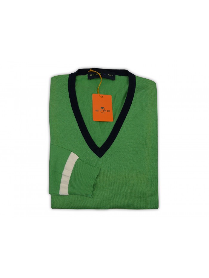 Etro Men's Shirt Mod. 13874 9720 VAR 512 Green / Blue Band Etro Men's Shirt Mod. 13874 9720 VAR 512 Green / Blue Band