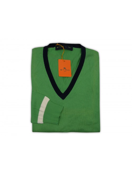 Etro Men's Shirt Mod. 13874 9720 VAR 512 Green / Blue Band Etro Men's Shirt Mod. 13874 9720 VAR 512 Green / Blue Band