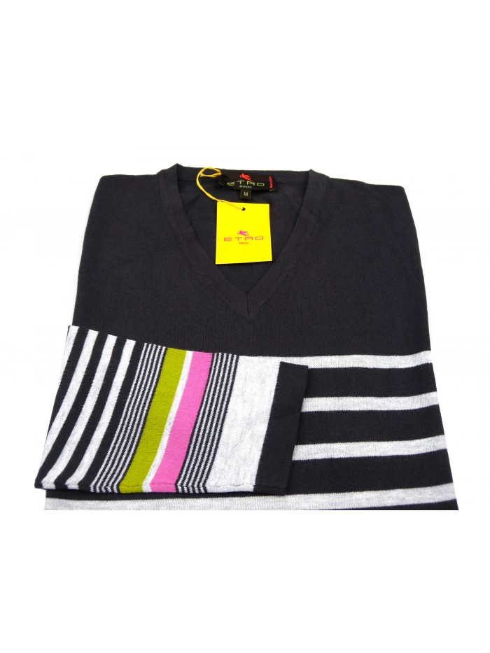 Etro Maglia Uomo Mod. 17063 9210 VAR 100 Rigato Marrone/Perla