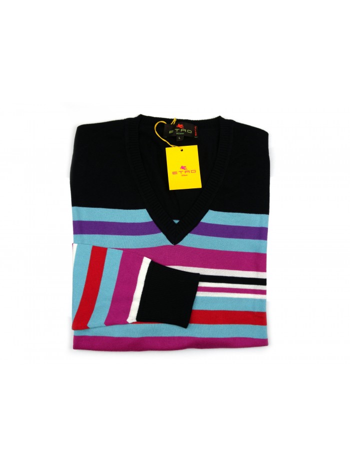 Etro Maglia Uomo Mod. 17056 9204 VAR 200 Rigato Blu/Multicolor Etro Maglia Uomo Mod. 17056 9204 VAR 200 Rigato Blu/Multicolor