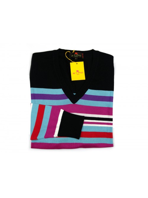 Etro Men's Shirt Mod. 17056 9204 VAR 200 Striped Blue / Multicolor