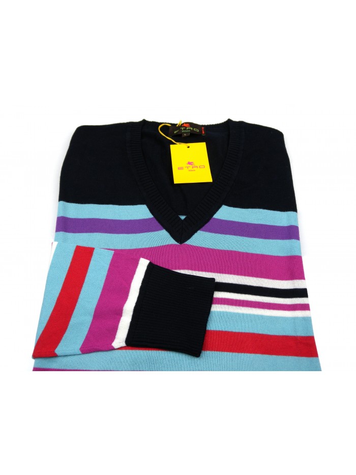 Etro Men's Shirt Mod. 17056 9204 VAR 200 Striped Blue / Multicolor