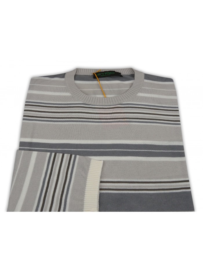 Etro Men's Shirt Mod. 16505 9357 VAR 901 Striped Dove Gray / Gray