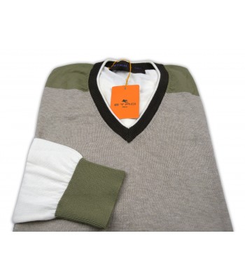 Etro Maglia Uomo Mod. 14354 9802 VAR 800 Bande Tortora/Bianco 2