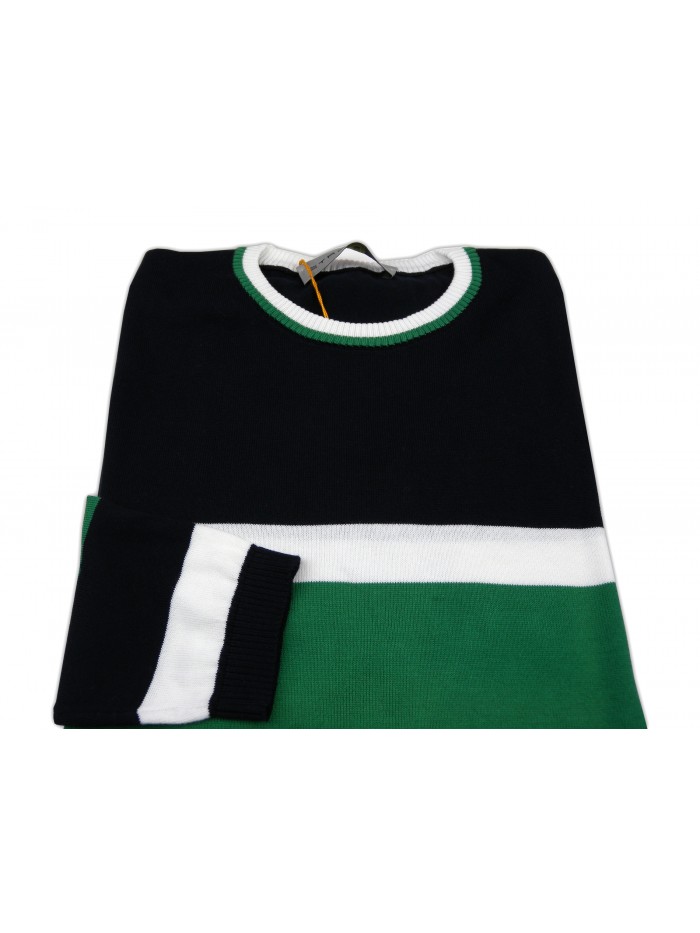 Etro Maglia Uomo Mod. 14389 9823 VAR 200 Bande Blu/Verde/Bianco