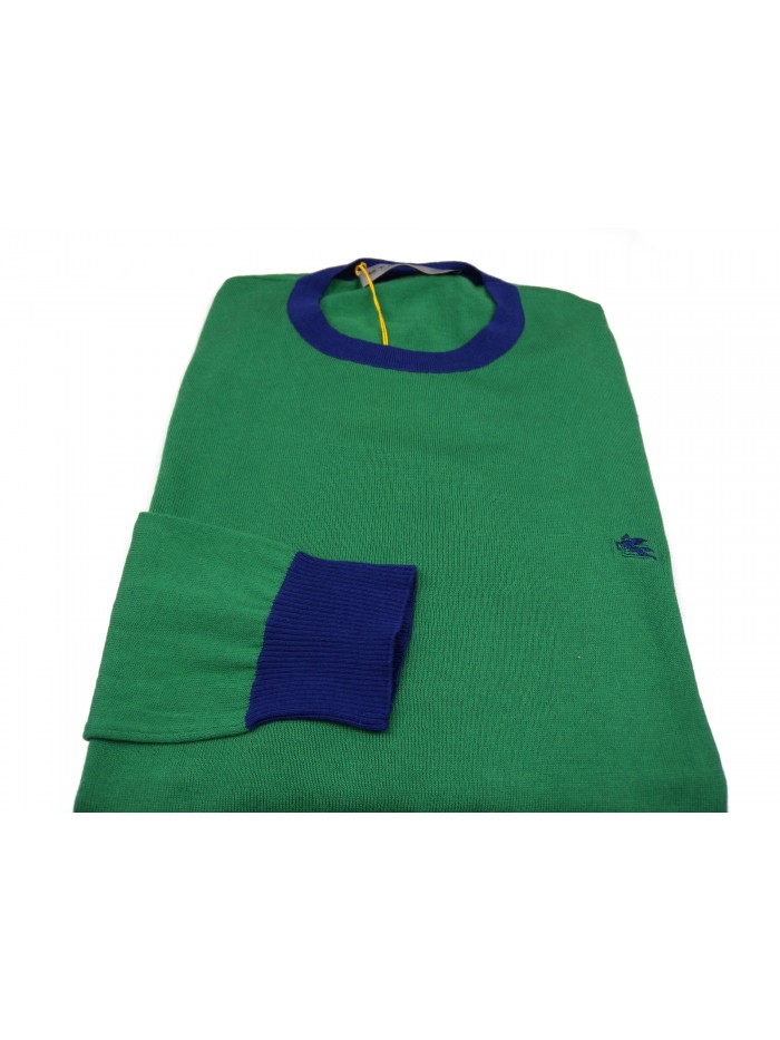 Etro Men's Shirt Mod. 11562 2590 VAR 500 Green / Blue Bands