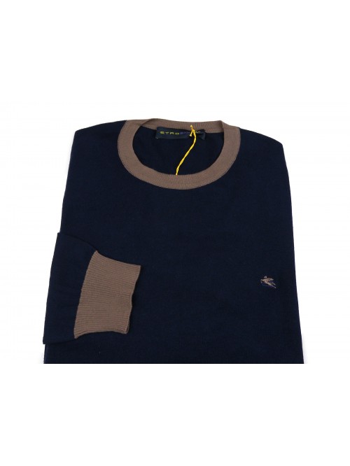 Etro Maglia Uomo Mod. 11562 2590 VAR 200 Bande Blu/Marrone