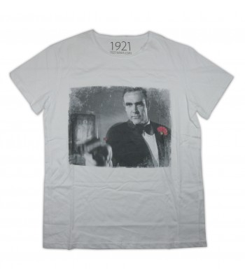 1921.com T-Shirt Uomo Art. 00303781459 James Bond Gun Flower Bianco