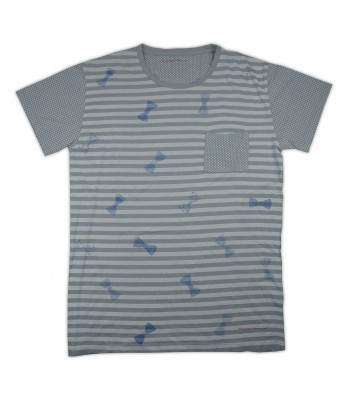 Massimo Rebecchi Men's T-Shirt Art. SOB702HC Gray Polka Dot Stripes