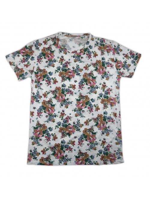 Massimo Rebecchi Men's T-Shirt Art. ODB714HQ COL 010 Floral Cream Massimo Rebecchi Men's T-Shirt Art. ODB714HQ COL 010 Floral Cream