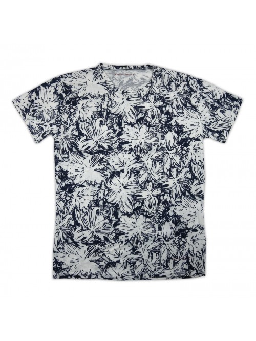 Massimo Rebecchi T-Shirt Uomo Art. SOB704HF COL 010 Floreale Blu/Bianco Massimo Rebecchi T-Shirt Uomo Art. SOB704HF COL 010 Floreale Blu/Bianco