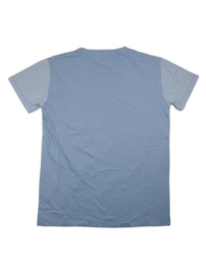 Massimo Rebecchi T-Shirt Uomo Art. UOB711F1 COL 062 Pois Azzurro/Bianco