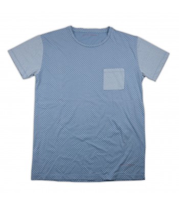 Massimo Rebecchi Men's T-Shirt Art. UOB711F1 COL 062 Light Blue / White Polka Dots