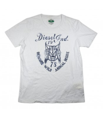 Diesel Men's T-Shirt Art. DSCXEX00QVJ COL 100 Punched with White Logo