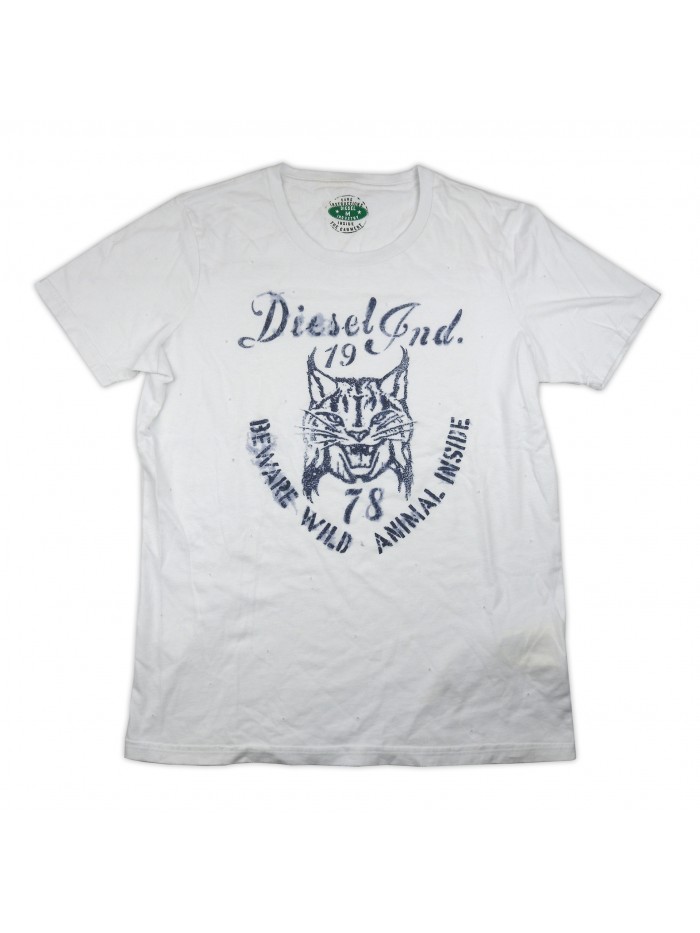 Diesel Men's T-Shirt Art. DSCXEX00QVJ COL 100 Punched with White Logo Diesel Men's T-Shirt Art. DSCXEX00QVJ COL 100 Punched with White Logo