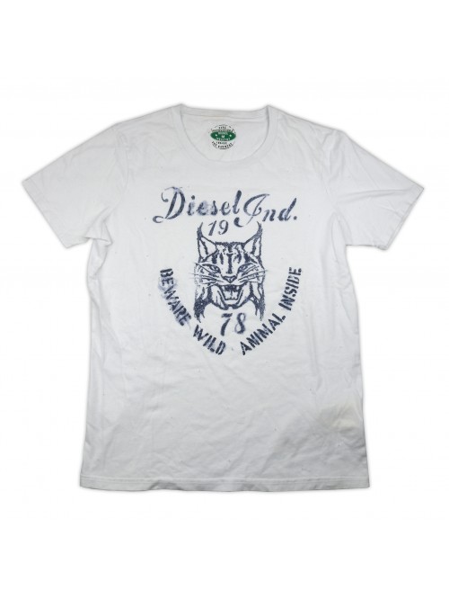 Diesel T-Shirt Uomo Art. DSCXEX00QVJ COL 100 Bucata con Logo Bianco Diesel T-Shirt Uomo Art. DSCXEX00QVJ COL 100 Bucata con Logo Bianco