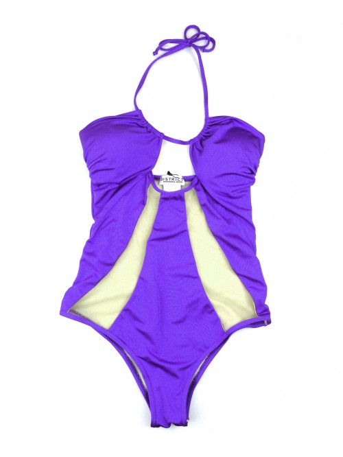 District Margherita Mazzei Women's One Piece Swimsuit Purple Inserts District Margherita Mazzei Women's One Piece Swimsuit Purple Inserts