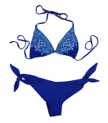 Pierre Mantoux Costume Da Bagno Donna Bikini Triangolo Inserti Bluette