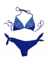 Pierre Mantoux Women's Swimsuit Triangle Bikini Blue Inserts