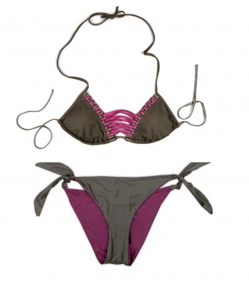 District Margherita Mazzei Costume Da Bagno Donna Bikini Triangolo Stringato Fango/Fucsia