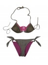 District Margherita Mazzei Women's Swimsuit Bikini Triangle Laced Mud / Fuchsia