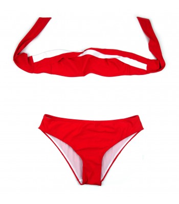 IMEC Costume Da Bagno Donna Bikini Fascia Bicolore Rosso/Bianco