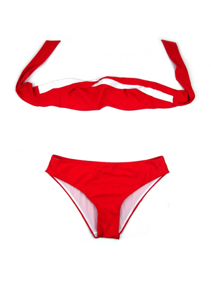 IMEC Women's Swimsuit Bikini Two-Tone Red / White Band IMEC Women's Swimsuit Bikini Two-Tone Red / White Band