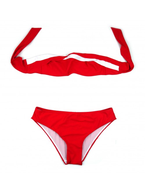 IMEC Costume Da Bagno Donna Bikini Fascia Bicolore Rosso/Bianco IMEC Costume Da Bagno Donna Bikini Fascia Bicolore Rosso/Bianco