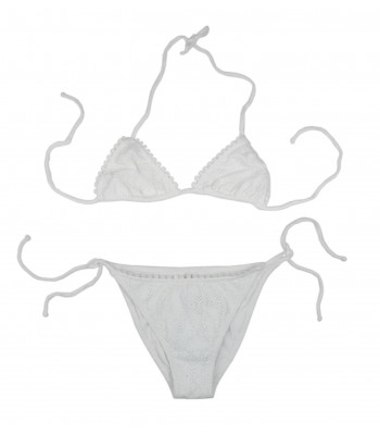 Delfina Swimwear Costume Da Bagno Donna Bikini Triangolo Pizzo Bianco