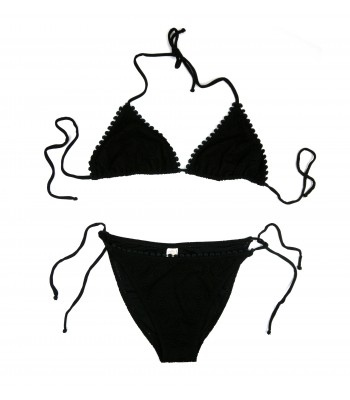 Delfina Swimwear Swimsuit Woman Bikini Triangle Black Lace