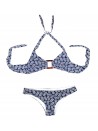 Delfina Swimwear Costume Da Bagno Donna Bikini Triangolo Ananas Bicolore Blu/Bianco