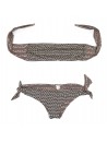 Delfina Swimwear Women's Swimsuit Bikini Two-tone Micro-Pattern Band Brown / Cream