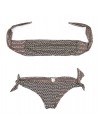 Delfina Swimwear Women's Swimsuit Bikini Two-tone Micro-Pattern Band Brown / Cream