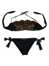 Raffaela D’Angelo Costume Da Bagno Donna Bikini Fascia Floreale Inserto Ecopelle Nero