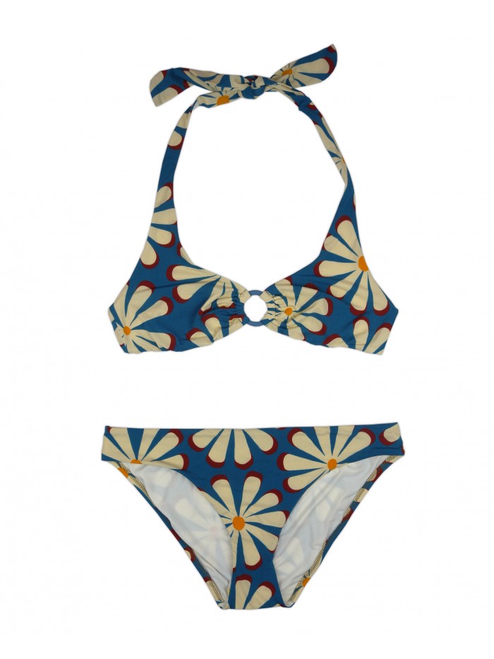 Raffaela D’Angelo Women's Swimsuit Bikini Floral Band Faux Leather Insert Black Raffaela D’Angelo Women's Swimsuit Bikini Floral Band Faux Leather Insert Black