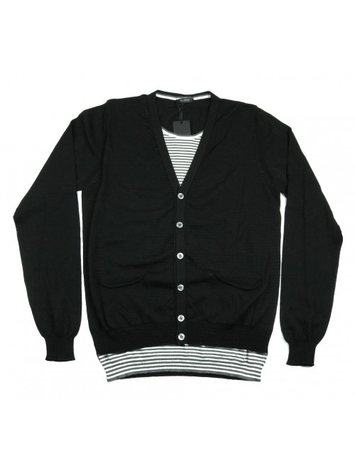 +39 Masq Cardigan Uomo Art. 43044 COL 1277 Nero +39 Masq Cardigan Uomo Art. 43044 COL 1277 Nero