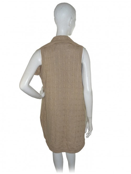 Ralph Lauren Gilet Donna Lungo Intrecciato Sabbia