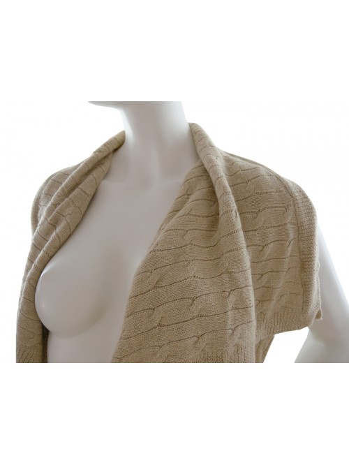 Ralph Lauren Gilet Donna Lungo Intrecciato Sabbia