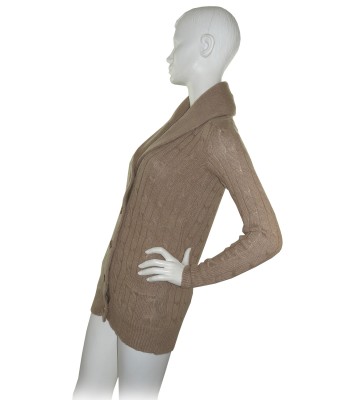 Ralph Lauren Cardigan Donna Lungo Intrecciato Cammello 2