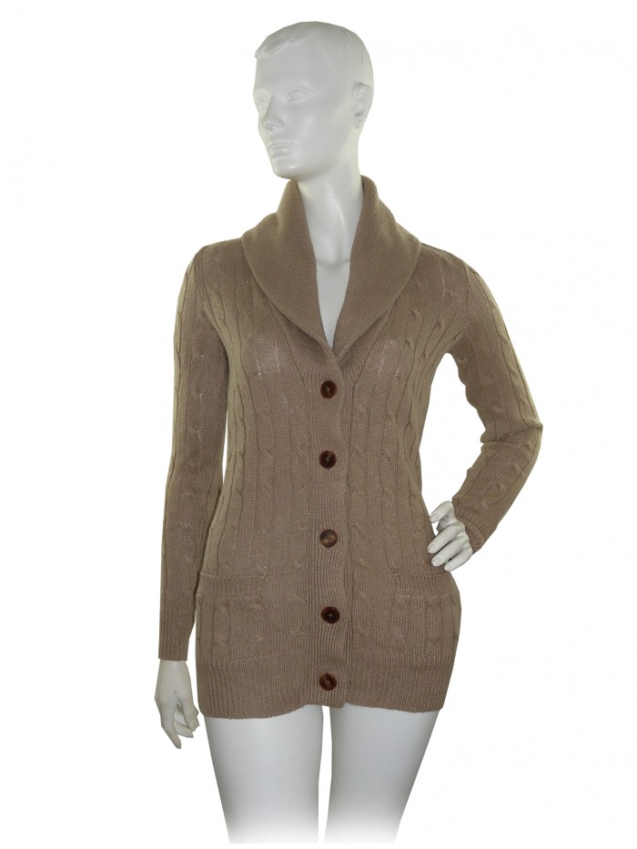 Ralph Lauren Women's Long Camel Braided Cardigan Ralph Lauren Women's Long Camel Braided Cardigan
