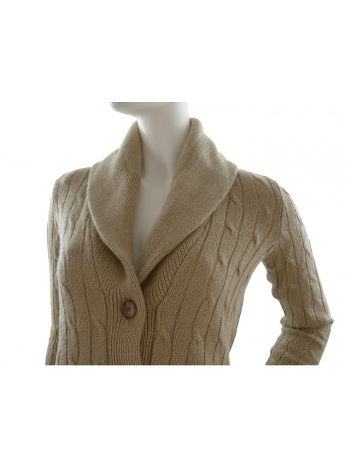 Ralph Lauren Women's Long Camel Braided Cardigan