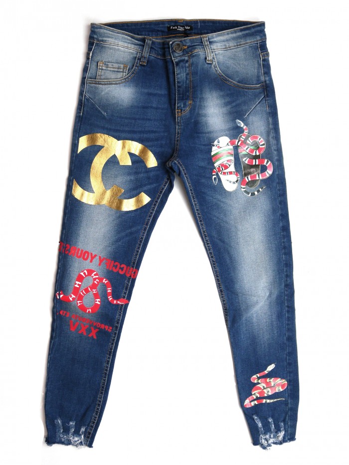 Fuck Your Fake Jeans Donna Art. J215 Stampa Snake Fuck Your Fake Jeans Donna Art. J215 Stampa Snake
