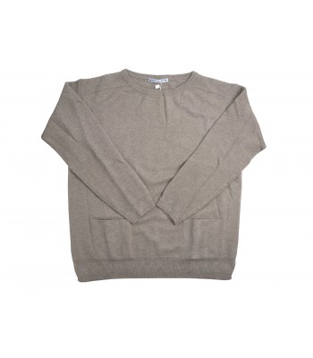 Daniel & Mayer Woman Sweater Art. W23422U Mod. Crewneck Links Pockets Dune Tortora