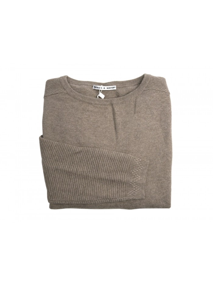 Daniel & Mayer Woman Sweater Art. W23422U Mod. Crewneck Links Pockets Dune Tortora